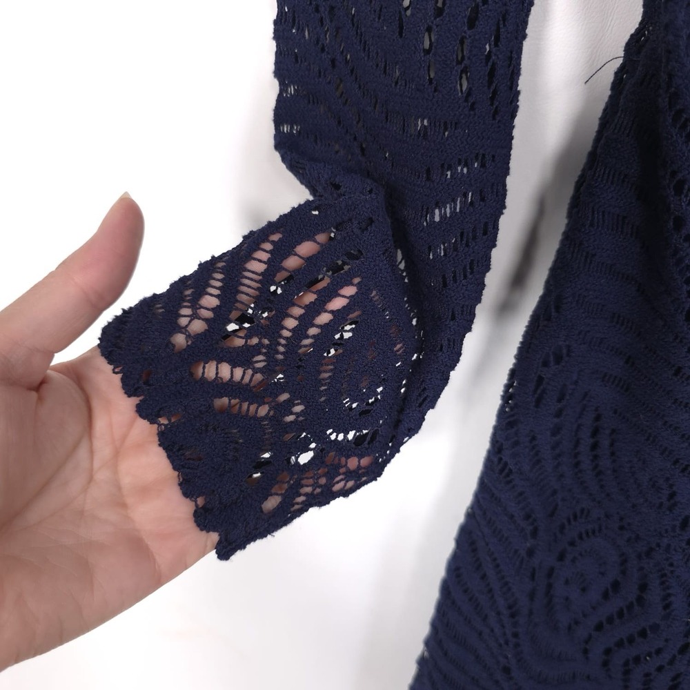 Lilly Pulitzer Tiki Lace Wrap Romper Size XS True Navy Lace V-neck Long S 30688 - Picture 13 of 16